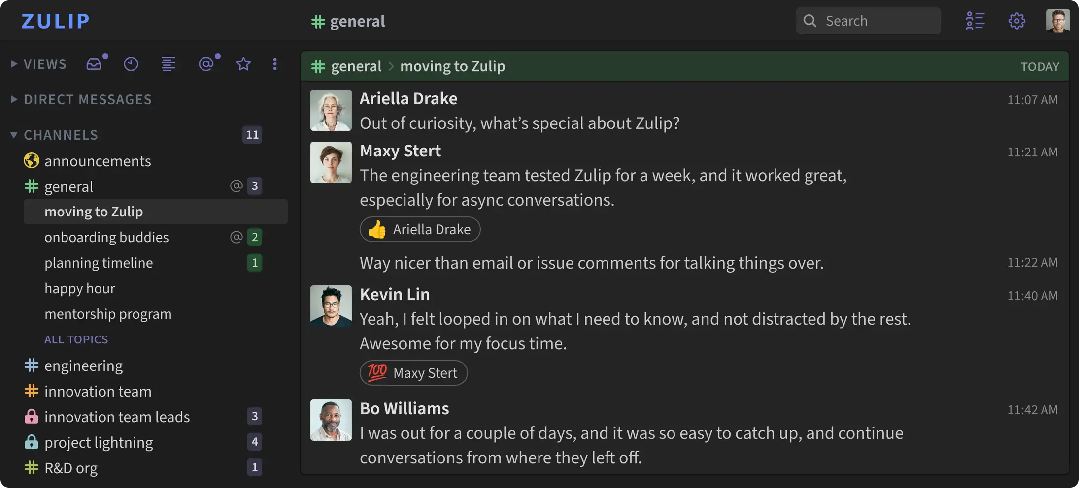 Zulip screenshot